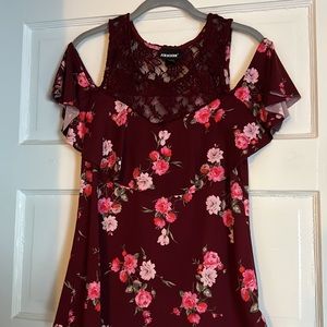 Floral and lace off the shoulder blouse